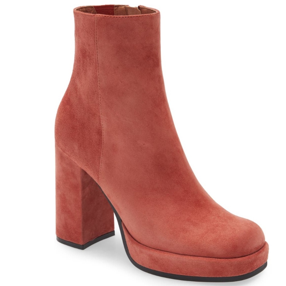 NWT Jeffrey Campbell dark rose suede high heel platform zip up boots 6.5